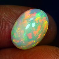 7.37 Ct Flashing Electro Magnetic Pattern 100% Natural White Opal Cabochon