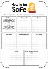 Personal Safety Worksheets for Kids