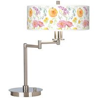 Adjustable convenience and classic style make this swing-arm desk lamp with Spring Garden pattern shade a perfect fit.