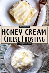 This Honey Cream Cheese Frosting takes the best part of cream cheese frosting and adds the sweetness of wonderful honey. This recipe is delicious with honey cake!