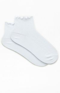 White Ruffle Ankle Socks