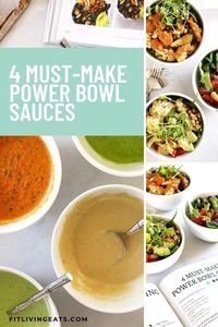 Power bowls are a meal prep favorite around here, and I’ve got 4 must-make power bowl sauces for you to choose from for a hearty and nutritious easy meal. https://www.fitlivingeats.com/4-must-make-power-bowl-sauces/ #mealprep #powerbowl #dairyfree #vegan #plantbasedrecipe #meatlessmonday #creamydressing