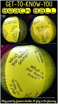 Fun and easy activity for back-to-school: use a beach ball to get to know your new class! Blog post by Jessica Lawler @ Joy in the Journey