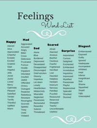 Different words that express feelings. This list is all you need to get those emotions out there!