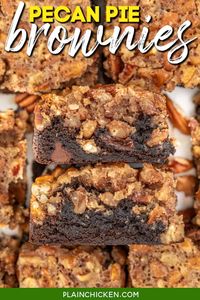 Pecan Pie Brownies – the ultimate dessert mashup! Fudgy brownies topped with a gooey, caramel-like pecan pie layer for a rich, indulgent treat. Perfect for holidays, parties, or anytime you’re craving something extra decadent.