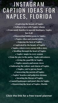 Here are Instagram caption ideas for Naples, Florida. Click the link for a free travel planner.