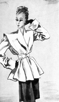 Carven P/E 1945, canadienne en toile blanche. Illustration de Pierre Louchel.