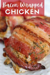 Bacon Wrapped Chicken with crispy bacon on the outside and moist and tender chicken in the middle. Perfect for your next family meal.