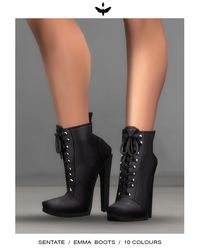 Remake of the popular T2 Boots. Source: Tumblr | Female Fashion | Shoes | Booties / Boots | BGC | Sims 4 | TS4 | Maxis Match | MM | CC | Pin by suepixels