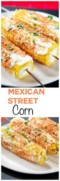 Best Mexican Street Corn aka Elote Recipe: Sweet corn topped with crumbly cotija cheese and sprinkled with just the right amount of spice. The best corn you've ever had guaranteed!