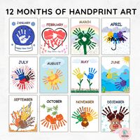 12 Month Memory Book Keepsake Craft Yearly Handprint Art Preschool Handprint Footprint Activity kindergarten Daycare Keepsake Printable - Etsy