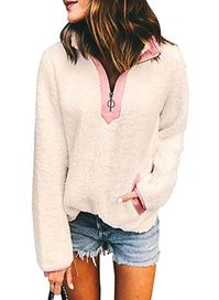 Acelitt Women Cozy High Collar Oversized Fluffy Fleece Sweatshirt Pullover Outwear (6 Color, S-XXL) at Amazon Women's Coats Shop