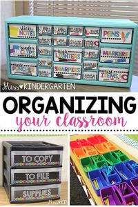 Learn how to be a more organized teacher! These classroom organization ideas will help you keep your desks, centers, and supplies organized!