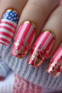 Explore the patriotic spirit with Pink Nail Ideas 2024! 💅🇺🇸 These USA Flag-themed designs are perfect for celebrating any occasion. Don't miss out on these trendy nail art ideas! 💅🎨 #NailArt #PinkNailIdeas2024 💖💅