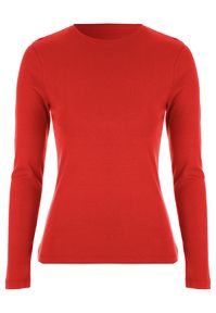 Update your collection of wardrobe essentials with this versatile long sleeved top. In a red cotton rich fabric with long sleeves and a crew neckline, it's an ideal base or layering piece for any time of year.