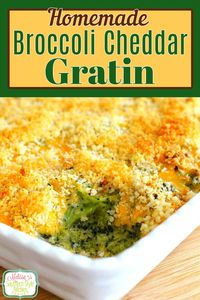 This scratch made Broccoli Cheddar Gratin is a delicious side dish perfect for any occasion. #broccolicheddar #broccolicasserole #broccolicheese #sidedishrecipes #broccolicasserole #southernrecipes #broccolirecipes #homemadebroccolicasserole #easysidedishes