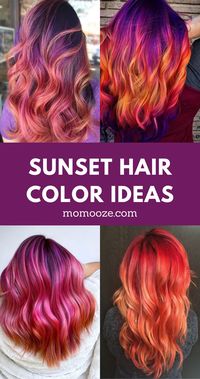 Keep those summer night memories last forever with these gorgeous sunset hair inspired hairstyles! Here are 30+ best examples! Best hairstyles | hair color ideas | summer hairstyle | sunset hair color | bright hair color | hair color inspiration | flamingo hair | pink and red hair color