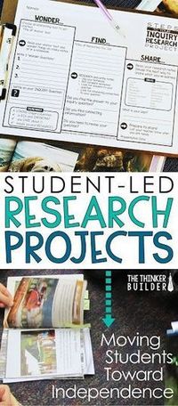 Using an inquiry approach to student research is a great way for students to design and lead their own projects. This Wonder, Find, Share organizer helps keep them on track! (The Thinker Builder)