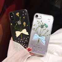 Real Dried Flower Handmade Bowknot Phone Case iPhone Back Cover #flower #cute #reel #handmade #case #cover #phonecases #iphonecase #clear #glitter #transparent