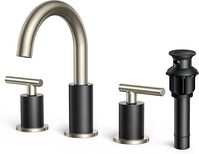 FORIOUS Brushed Nickel and Black Bathroom Faucet 3 Hole, 8" Widespread Bathroom Faucet with Metal Drain Assembly, 2 Handle Modern Vanity Faucet with cUPC Supply Lines, 5 Inch Black Bathroom Faucet - Amazon.com