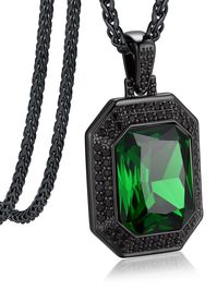 PRICES MAY VARY. Design Conception: Hip Hop iced out pendant with big crystal. Different colored stone contains different magic, giving strength to the wearer. The whole necklace is sparkling and eye-catching, wearing it just like a pop star. Reliable Material: The green cubic zirconia is fancy-cutting, displaying the gentle green light, it represents good health, strength, hope. The pendant basis is made with copper, light-weight & comfortable to wear. The chain is made with 316L stainless steel, durable and friendly to skin. Charming Pendant Chain: Big eye-catching gemstone reflects beautiful light, shining iced out pendant expresses cool hip hop style, suitable for men & women wearing on daily. Dimension: Green Stone: 15.5mm*20.5mm; Pendant: 43mm*23.4mm*8mm; Spiga chain: 3mm wide, 22"+2