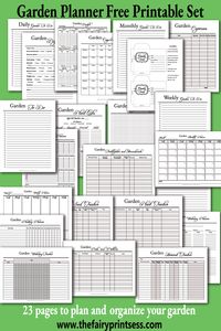 Free printable garden planner set to get your garden organized! Includes budget and expense worksheets, idea planners, layout design grids, watering trackers and schedules, plant planners, seed trackers, plant trackers, journal pages, seed packets, to do lists, calendars, a harvest tracker, and a pests and problems tracker. Easy to print letter size (8.5 x 11 inch) PDF file