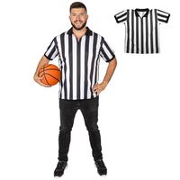 PRICES MAY VARY. - QUICK DRYING & LIGHTWEIGHT: Made from 100% breathable polyester that wicks quickly. Lightweight material keeps you cool and dry while refereeing or partying - OFFICIAL STYLE: 1.5" black stripes are woven directly into the fabric for a professional look for soccer, football & basketball referees - IDEAL FOR: refereeing basketball, soccer, football or baseball games. Perfect for amateur and intramural sporting events. Pair with black pants for a great halloween referee costume -