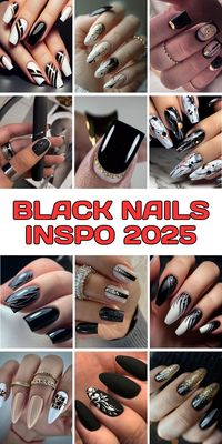 Explore 20 stunning black nails inspo ideas for 2025, perfect for adding a touch of elegance, gothic charm, or simple sophistication to your look. From almond and coffin shapes to square and stiletto styles, these black nail art designs cater to every taste.