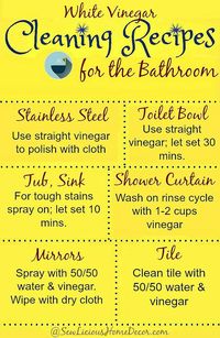 White Vinegar Cleaning Recipes For Your Bathroom - SewLicious Home Decor | Cleaning recipes, White vinegar cleaning, Vinegar cleaning recipe