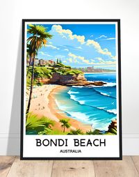 Capture the essence of Australia's iconic Bondi Beach with this stunning travel print. Adorn your walls with this Australian art print, a perfect gift for travel lovers. Bring a touch of the beach lifestyle into your home decor or surprise a loved one with this unique Australia travel gift.