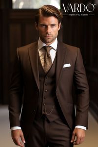 >>ORIGINAL ARTWORK AND CONTENT, PLEASE DO NOT COPY<< Men Suits, Suits For Man Dark Brown Three piece Wedding Suit, Double Breasted, Formal Fashion Slim Fit Suit Elevate your style with our impeccably crafted dark brown three-piece suit for men. Perfect for formal occasions, weddings, or upscale events, this suit exudes timeless elegance and superior quality. Expertly tailored to enhance your silhouette, it's a must-have addition to your wardrobe. 👔 Key Features: Premium Dark Brown Fabric Three-Piece Ensemble (Jacket, Vest, Pants) Slim Fit for a Modern Look Versatile and Suitable for Various Occasions Exceptional Attention to Detail Unmatched Comfort and Durability This dapper suit is designed to make a lasting impression. Crafted from high-quality materials, it ensures both style and comf