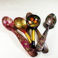 5 Russian Wooden Spoons Hand Painted Decorative by CozyTraditions