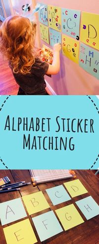 Alphabet Sticker Matching - Easy Preschool Activity to help child learn letters. #alphabet #preschool #preschoollife #learn #sticker