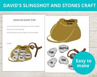 Perfect for Grades K-5, this David and Goliath Printable Activity Pack includes a variety of activities to keep kids entertained and engaged: Storytelling: A captivating story you can read aloud to introduce David and Goliath story. Hands-on Learning: A half-page story booklet for kids to create and personalize. Interactive Activities: An I Spy page, word search, and coloring bookmarks to reinforce learning. Creative Fun: An easy craft activity that complements the story. Multiple Formats: Color