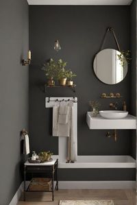 Discover the transformative power of Blackened SW 7064 on your bathroom walls. Read on for the ultimate wall paint guide. #ad     #Colortrend #wallpaint2024  #color2024  #DIYpainting  ##DIYhomedecor  #Fixhome