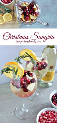 Christmas Sangria with white wine and fresh fruit is a simple, yet delicious holiday beverage.