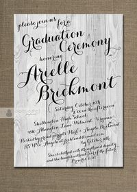 Rustic Graduation Ceremony Invitation by digibuddhaPaperie on Etsy, $20.00