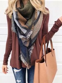 Oversized Geometric Print Scarf Dark | Fall Winter Scarves – ILYMIX Accessories