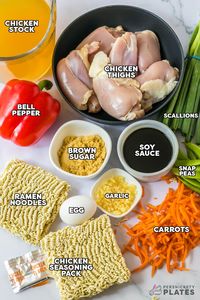 Slow Cooker Chicken Ramen is a light, yet hearty noodle dish made in the crockpot using budget-friendly ingredients and a ton of flavor! It's made with slurpy noodles, chicken, veggies, and a sweet and savory broth that comes together with just 10 minutes of prep time! | www.persnicketyplates.com