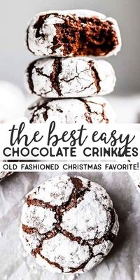 These Chewy Chocolate Crinkle Cookies are soft and turn out picture-perfect! An EASY dough make these the best Christmas cookies for your holiday baking! | #cookies #chocolate #Christmascookies #Christmascookies #Christmascookieexchange #Christmascookierecipe #holidaybaking #holidayrecipes #baking #easyrecipes