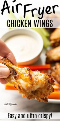 These air fryer chicken wings are so much healthier than deep fried ones, and the skin is deliciously crispy! This recipe is savory, affordable, and tasty.