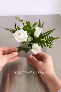 Learn how to make beautiful pocket boutonnieres for your wedding party with this step-by-step tutorial. From the father of the bride, father of the groom, ring bearers, groomsman, and groom. Everyone can have a stunning diy pocket boutonniere following these simple steps. Get inspired by the flowers aesthetic and create your own DIY boutonniere with this quick DIY boutonniere tutorial. In a few easy steps, you’ll have a boutonniere. Click on the link to shop fresh flowers | how to make a boutonniere diy | pocket boutonniere to make | white pocket boutonniere #boutonniere #flowers #diy  credits: @gracefulblooms