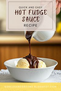 Ditch the store-bought stuff! This easy homemade chocolate hot fudge sauce recipe is made with just a few simple ingredients and tastes SO much better. Perfect for topping ice cream, pancakes, waffles, and more!  To try this recipe and other east ones, visit my blog!   #hotfudgesyrup #chocolatesyrup #homemade #easyrecipe #desserts #icecream #pancakes #waffles