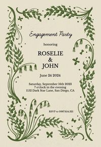 Easily customize 'Bluebells' Engagement party invitation design with your text and photos. Download, print or send online with RSVP! #weddinginvitationcards #modernwedding