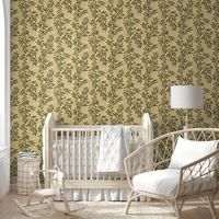 Green Olive Branch Repeat Pattern Wallpaper