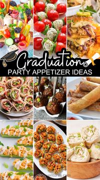 Graduation Party Appetizer Ideas. Check out these delightful and easy-to-make options, including caprese skewers, meatballs, pinwheels, bruschetta, and sliders. Perfect for celebrating this milestone with friends and family! #GraduationParty #AppetizerIdeas #PartyFood