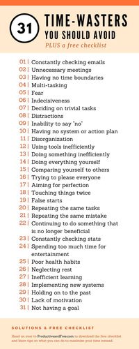 31 Time-Waster You Should Avoid and What To Do Instead + Free Checklist | Productive and Free