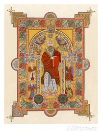 Saint Matthew, an Illuminated Manuscript Page from the Book of Kells, 8th or 9th Century Ad Giclee Print at AllPosters.com