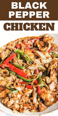 Easy black pepper chicken recipe inspired by Panda Express is an easy stir fry idea for dinner. This healthy meal idea comes together quickly on the stovetop.