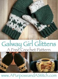 Galway Girl Glittens- Free crochet pattern